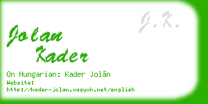 jolan kader business card